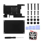 Orange Pi 5 Aluminum Alloy Case with Cooling Fan Active Passive Cooling Radiator with Heatsink Heat Dissipation Metal Enclouse for Orange Pi 5/5B/5 Plus