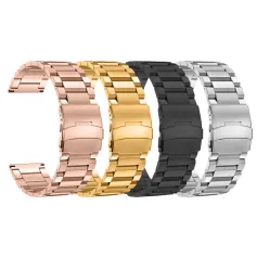 22mm Three-bead Trapezoidal Stainless Steel Watch Straps Smart Watch Band Replacement Strap