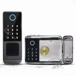 Tuya Outdoors Waterproof Smart Door Lock with Fingerprint/Key/Password/IC Card/Tuya APP Unlock Digital Key-pad Electronic Biologic Security Lock for Home Security
