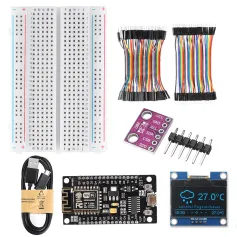 AOQDQDQD® WiFi Weather Station Kit 5V BMP280 Temperature Humidity Atmospheric Pressure Sensor + 0.96\ OLED IIC LCD Display + Jumper Wire