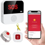 CF100 Tuya WiFi Alarm System Emergency Call Button for Seniors Emergency Call Receiver+Call Buttons SOS Bracelet Call Buttons Alert System