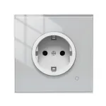 Tuya WiFi Smart 16A EU Socket Glass Panel Outlet Power Monitor Touch Plug Relay Status Light Mode Adjustable Smart Life App Voice Control with Alexa Google Assistant