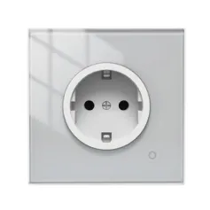 Tuya WiFi Smart 16A EU Socket Glass Panel Outlet Power Monitor Touch Plug Relay Status Light Mode Adjustable Smart Life App Voice Control with Alexa Google Assistant