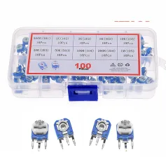 100pcs RM063 Trimmer Potentiometer Adjustable Resistor Kit 500R 1K 2K 5K 10K 20K 50K 100K 200K 1M Potentiometer Resistor RM 063