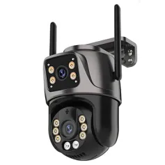 6MP HD Dual Lens Wifi IP Camera PTZ Outdoor AI Tracking Two Way Audio Night Vision Full Color Camera for Home Security P2P iCSee EU Plug