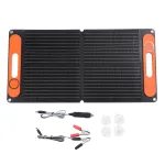 80W Foldable Solar Panel Portable ETFE Material Dual USB 12V DC Output Outdoor Car Battery Charger Mobile Power Station with Handle and Accessories
