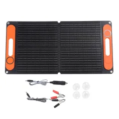 80W Foldable Solar Panel Portable ETFE Material Dual USB 12V DC Output Outdoor Car Battery Charger Mobile Power Station with Handle and Accessories