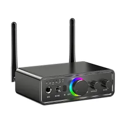 Ricevitore e trasmettitore audio Bluetooth V5.3 OMS M18, interfaccia multipunto AUX RCA USB da 3,5 mm, adattatore RGB senza driver con due antenne esterne ad alto guadagno, supporto microfono per telefono, tablet, altoparlante TV.