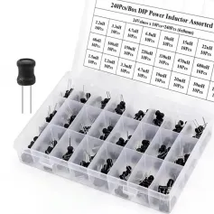 240Pcs 24 Types /Box DIP Power Inductor Assorted Kit 24Values x 10Pcs Inductance 6x8mm 2.2uH-100mH Pin 3mm