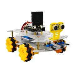 4WD Chassis DIY Intelligent Car Kit Mecanum Wheels Remote Control Ultrasonic Obstacle Avoidance Infrared Tracking Robotics Programming Car Robot
