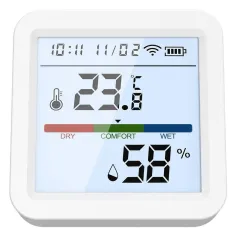 Tuya ZigBee3.0 Smart Home Temperature Humidity Sensor with Backlight LCD Display Voice Control with Alexa Google Home and Tuya Zigbee3.0 Hub Required