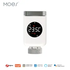 Válvula de radiador termostática inteligente Moes Tuya Zigbe WiFi TRV com aplicativo, controle remoto de temperatura, função de temporização, controle de voz com Alexa e Google Home