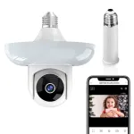 Guudgo Tuya 3MP WiFi Blub Camera Wireless PTZ IP Cam Color Night Vision Motion Detection Two-way Talk Outdoors Security Cameras APP Phone Control
