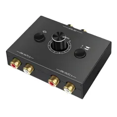 Commutatore audio stereo RCA bidirezionale con pulsante mute, splitter audio stereo L/R portatile 2x1/1x2