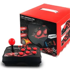 DATA FROG 4-in-1 Wired Arcade Joystick Gamepad Support Turbo Mode Fighting Stick Game Controller USB Wired Rocker Support HD Ouput for PS3/Switch/PC/Android Games Console