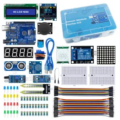Sensor Module Starter Kit with UNOR3 CH340 0.96 inch 1602 LCD Display for DIY Robot Programming Learning Kit