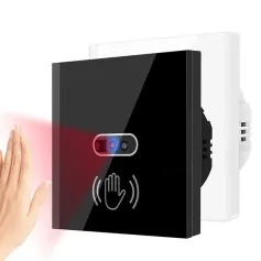 Duvara monte akıllı IR ışık anahtarı Wave kızılötesi sensör dokunmatik temperli cam panel anahtarı nötr kabloya ihtiyaç duymaz