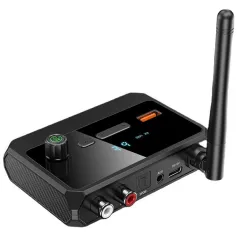 Ricevitore audio Bluetooth con display digitale, supporto per adattatore USB U Disk, 2 RCA, 3,5 mm AUX, fibra ottica, alimentatore di tipo C.