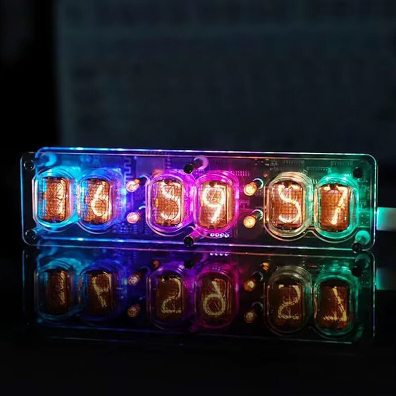 6-bit Glow Tube Clock IN12 Nixie Clock Base with Cool RGB Lights Computer Desktop Accessories DC 5V