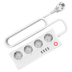 XS-A26 16A Smart WiFi Power Strip with 4 EU Outlets Plug and 4 USB Charging Port Timing Function App Voice Control Work with Alexa Google Home Assistant