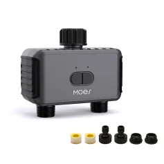 MoesHouse Tuya Smart bluetooth Dual Watering Timer IP55 Automatically Schedules Automatic Drip Irrigation Controller Garden Valve Work with Alexa Google Home