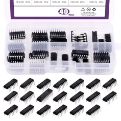 40Pcs 74HCxx 74LSxx Series Logics IC Assortment Kit Low-Power Schottky 20 Types with Storage Box for Electronic Projects & DIY