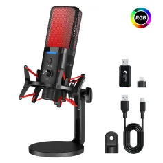 X3W デュアルモード ワイヤレス RGB ゲーミングマイク インテリジェントノイズキャンセリングコンデンサー 2.4G ワイヤレス有線 Eスポーツゲーマーマイク 3.5mm AUX モニタリングマイクをサポート