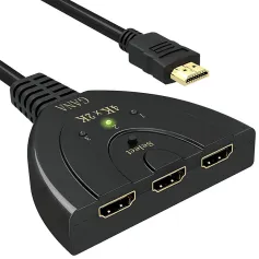 3 In 1 Out HD Switcher 4K*2K HD Splitter Adapter with 4K/1080P/3D Plug and Play for PS4 / Xbox / PS3 / Apple TV / Fire TV / DVD Player