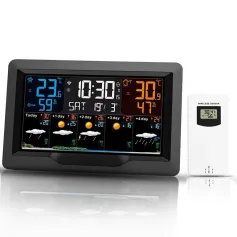 Tuya WiFi Weather Station Color Screen Indoor Outdoor Temperature Humidity Monitor Multifunctional Weather Alarm Clock Real-Time Weather Updates Smart Home Device