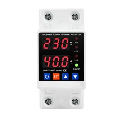 Dual Display 40A 63A 80A 230V Din Rail Adjustable Digital Over Under Voltage Relay Surge Protector Limit Over Current Protection