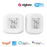 Tuya Smart WiFi Zigbee3.0 Temperature Humidity Sensor Indoor Hygrometer Thermometer Detector with LCD Display Remote Control Support Alexa Google Home