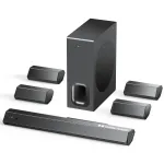 Hiwill D71W Dolby 7.1CH Soundbar Surround Sound System bluetooth Soundbar 8 Drivers 3D Surround Sound Powerful Bass 3EQ Modes Wired Desktop Soundbar with 6.5inch Speaker Subwoofer