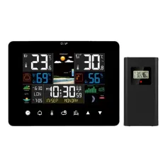 Sunrise and Sunset RF Sensor Thermometer Hygrometer Touch Screen Operation Weather Station Alarm Clock with Wireless Outdoor Sensor