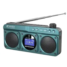 Radio Bluetooth sans fil à double haut-parleur SANSUI F28 avec diaphragme de basse, affichage numérique, prise en charge du disque U, carte TF, lecture d'écouteurs, lecteur de musique FM rechargeable
