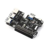Raspberry Pi 5 PCIe to Gigabit Ethernet and USB 3.2 Gen1 HAT 3xUSB 3.2 Gen1 Gigabit Ethernet Pi5 PCIe HAT Expansion Board Plug and Play