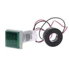 5pcs Green Light AC 60-500V 0-100A D18 Square LED Digital Dual Display Voltmeter Ammeter Voltage Gauge Current Meter 