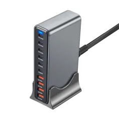 [GaN Tech] Bakeey YMX-730W 730W 10-Port USB PD Charger 4USB-A+6USB-C PD QC Fast Charging Desktop Charging Station EU Plug US Plug for iPhone 16 15 Pro Max 14 13 12 for Huawei Pura X for Xiaomi 15pro for Samsung Galaxy S25 Ultra