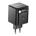 [GaN Tech] ESSAGER G652CE 65W 2-Port USB PD Charger Type-C+Type-C Retractable Cable Support PD3.0 QC4.0 PPS Fast Charging Wall Charger Adapter EU Plug US Plug for iPhone 16 16Pro 15 14 13 Pro Max for Huawei Mate XT for Xiaomi 15pro