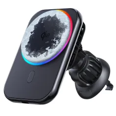 Bakeey Qi2 Magnetic Wireless Car Charger LED Light Holder Mount Magnet Fast Charging Station for iPhone16 15 14 13 12 Pro