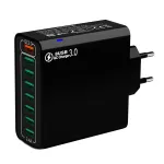 BK318 65W 8-Port USB Charger 8USB-A QC3.0 4.0+ PPS AFC FCP SCP SSCP Fast Charging Wall Charger Adapter EU Plug US Plug for iPhone 16 16Pro 15 14 13 Pro Max for Huawei Mate XT for Xiaomi 15pro