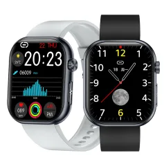ET587 1.96inch AMOLED Display ECG Function Micro-physical Examination SOS Emergency bluetooth Call Heart Rate Blood Pressure Blood Oxygen Monitor Sleep Body Temperature Measurement Women's Health Multi-sport Modes IP68 Waterproof Smart Watch