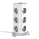 BlitzWolf BW-EC3 3-Layer Vertical Cube EU Socket Plug Power Outlet Extender with 12 AC Outlets / 2 USB-A / 2 USB-C for MacBook iPad Game Office Home