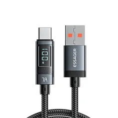 Cavo ESSAGER da USB-A a Type-C 7A con ricarica rapida QC, trasmissione dati, nucleo in rame, lunghezza 1 m/2 m per iPhone 15/15 Plus, Samsung Galaxy Z Flip4, Huawei Mate60 Pro, Xiaomi 13pro