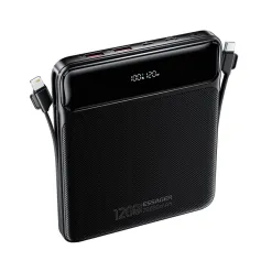 ESSAGER PB905 120W 18.5Wh 20000mAh LED Digital Display Power Bank Built-in Type-C+iP Cable External Battery Power Supply with 2 Input & 5 Outputs Support PD2.0 QC3.0 FCP SPC AFC Fast Charging for iPhone 16 Pro 15 14 Pro Max for Huawei Mate XT for XIAOMI
