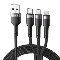 Cavo Toocki TQ-X61 6A 100W USB-A a iP/Micro/Type-C con nucleo in rame, trasmissione dati a ricarica rapida, lunghezza 1,2 m, per iPhone 15/15 Plus 14 13, per Huawei Mate60 Pro, per Samsung Galaxy S23, per Xiaomi 13Pro