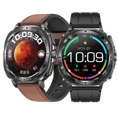 ET492 1.43inch AMOLED Display ECG Micro-physical Examination Non-invasive Blood Sugar Uric Acid and Lipid Function bluetooth Call Heart Rate Blood Pressure Blood Oxygen Monitor Sleep Monitoring Multi-sport Modes Music Playback IP68 Waterproof Smart Watch