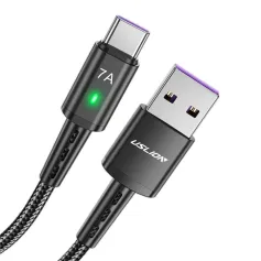 USLION 7A USB-A to USB-C Cable Fast Charging Data Transmission Copper Core Line 1M/2M Long for iPhone 15 15 Plus for Huawei Mate60 Pro for Samsung Galaxy S24 for Xiaomi 14pro