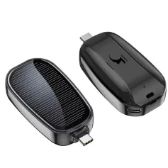 JQ-002 Mini Solar Power Bank Key Ring 1200mAh Portable Charger Compact Outdoor Camping External Battery Emergent Phone Power Bank
