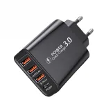 30W 4-Port USB PD Charger Dual USB-A+USB-C PD3.0 QC4.0+QC3.0 Support SCP FCP Fast Charging Wall Charger Adapter EU Plug for iPhone12 13 14 14 Pro 14Pro Max for Huawei Mate50 for Oppo Reno9 for Redmi K60 for Samsung Galaxy S23