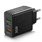 PD30W 3-Port USB PD Charger 2USB-A+USB-C PD QC3.0 Fast Charging Wall Charger Adapter EU Plug US Plug for iPhone 16 16 Pro 15 14 Plus 13 12 for Xiaomi 15 pro for Huawei Mate XT for Samsung Galaxy Z Flip6